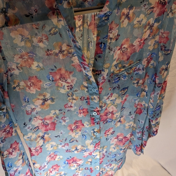 KUT from the Kloth XS Jasmine Floral Blouse Top see through blouse Scooped - Picture 8 of 12